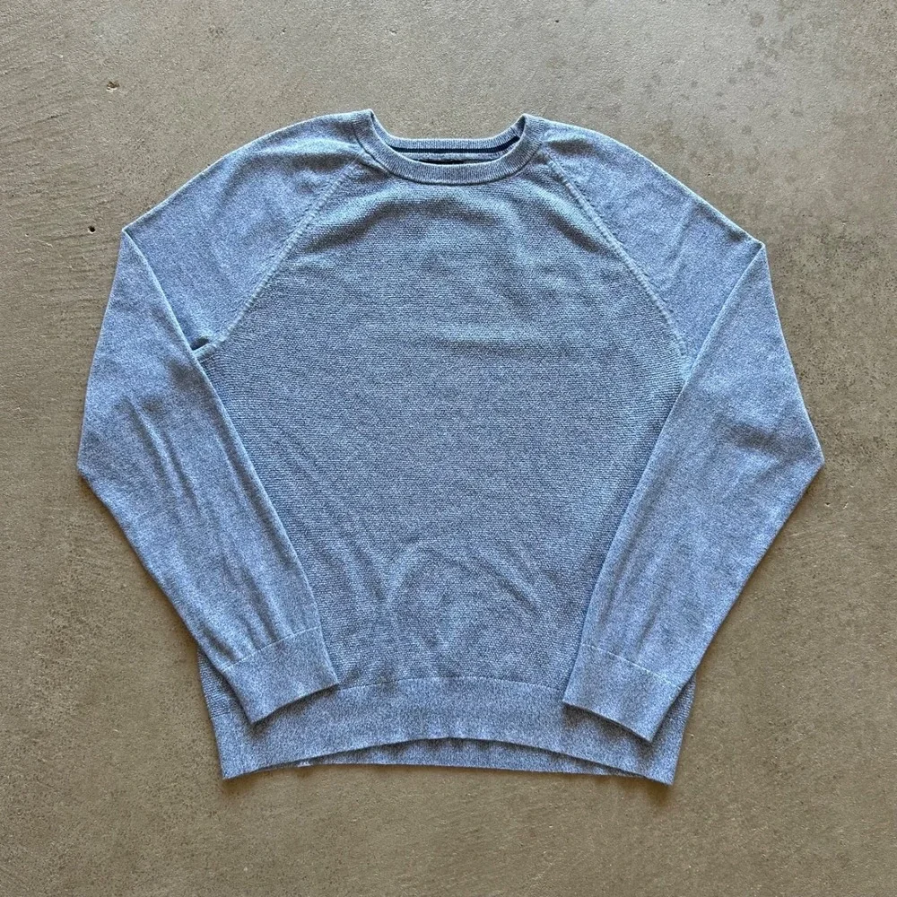 Banana Republic Sweater Mens Large Blue Raglan Crewneck Textured Knit Pullover